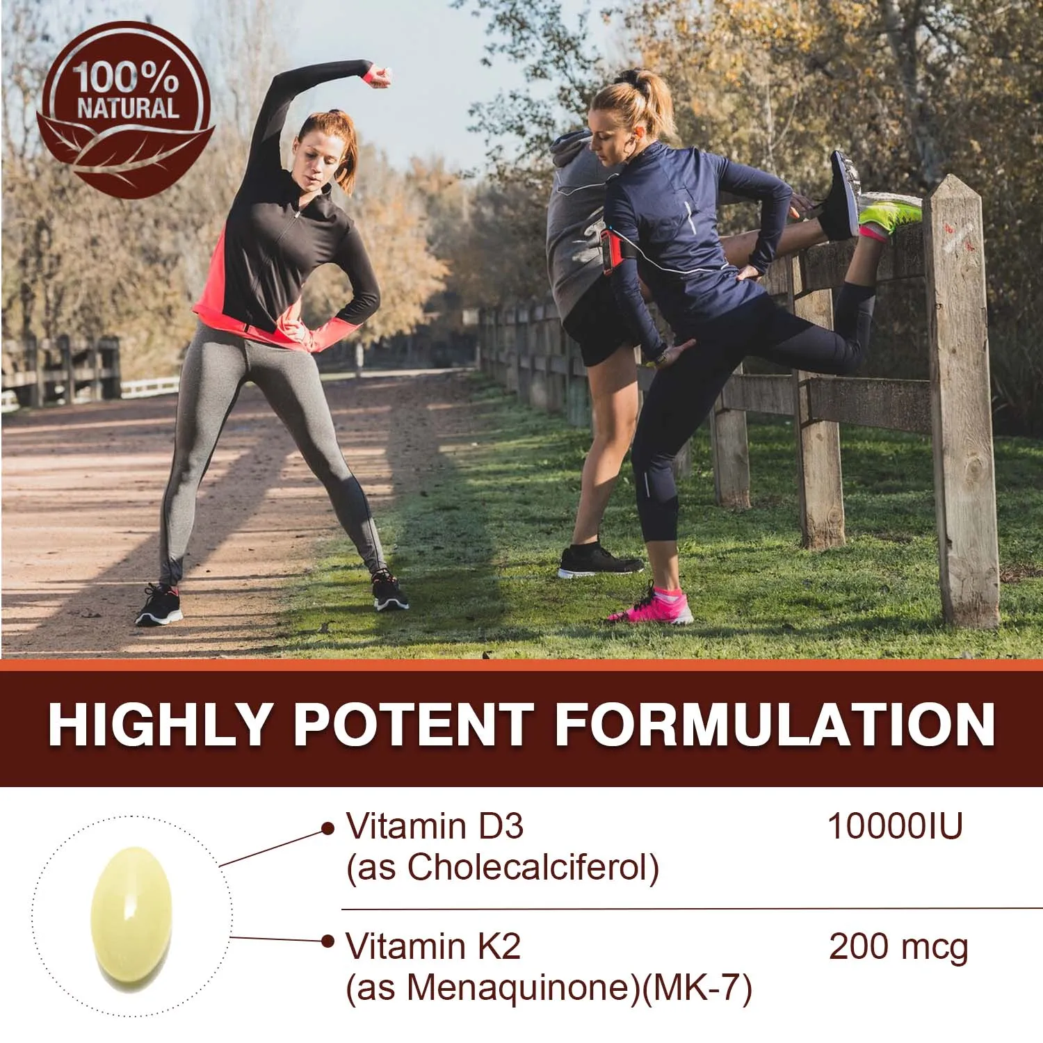 Vitamin D3 10000 IU & K2 200 Mcg - Coconut Oil Softgels - Image 4