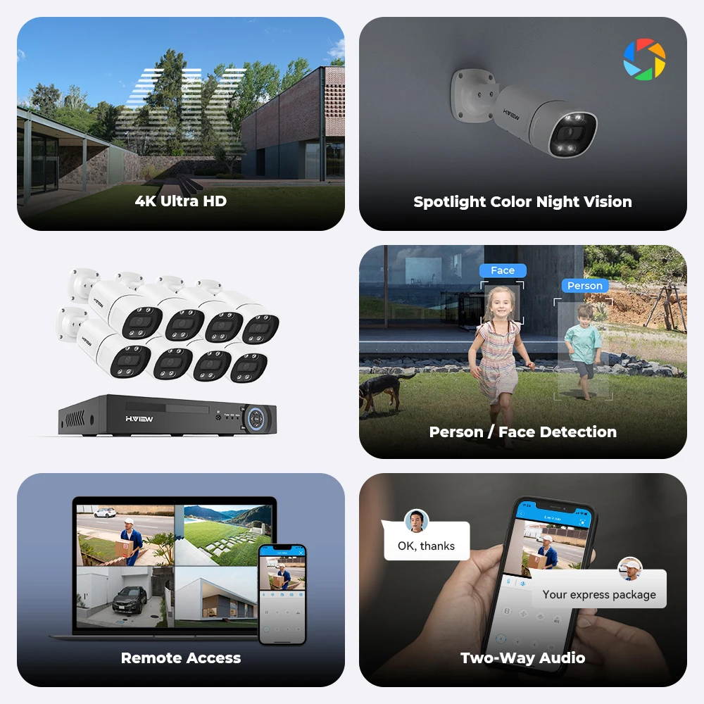 H.View 4K 5Mp 8Mp poe Cctv Security Camera System Home Video - Image 2