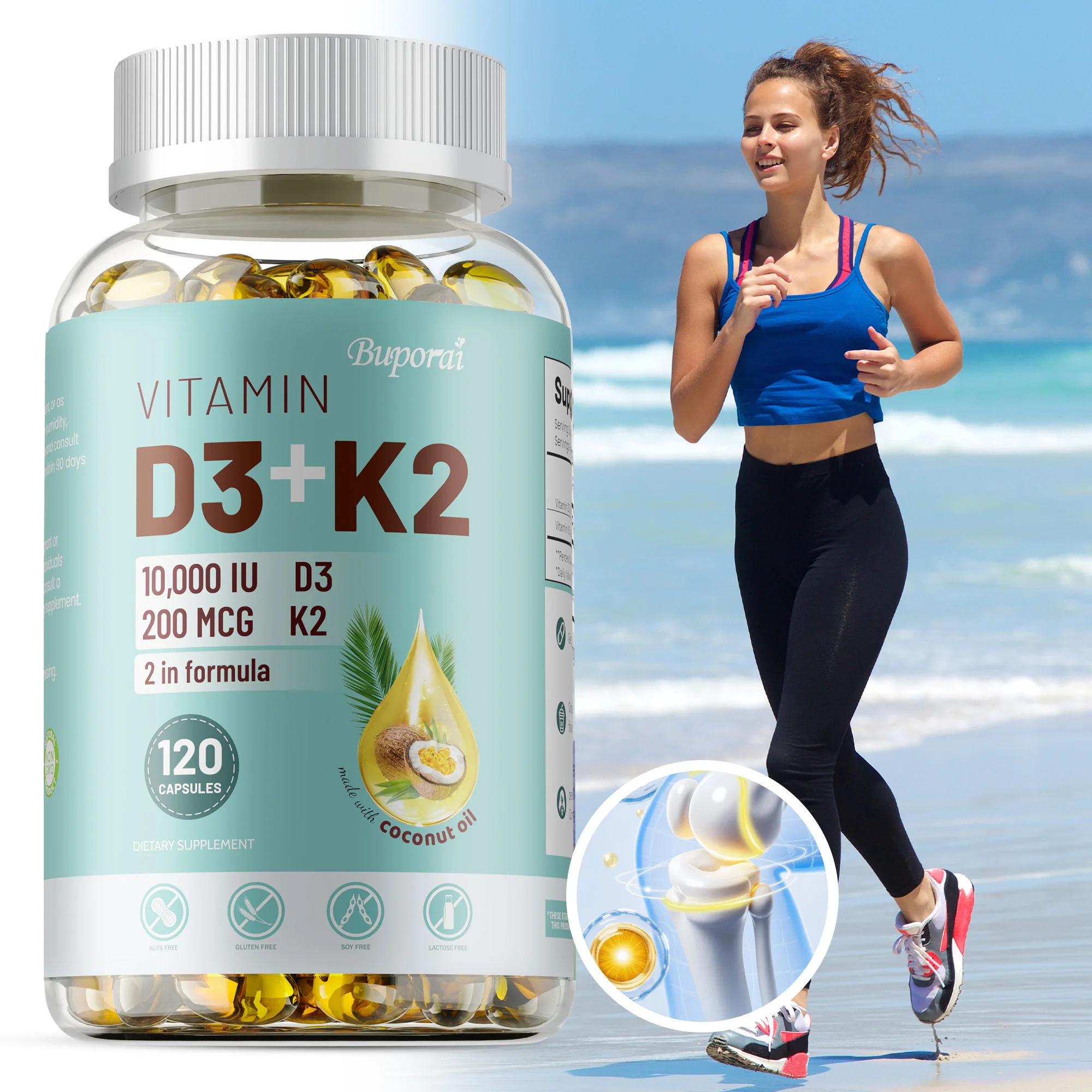 Vitamin D3+K2 Supplement - Promotes Calcium Absorption