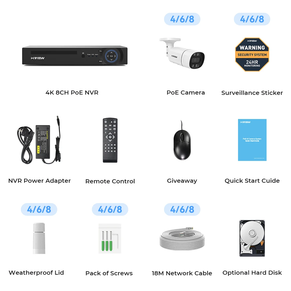 H.View 4K 5Mp 8Mp poe Cctv Security Camera System Home Video - Image 6
